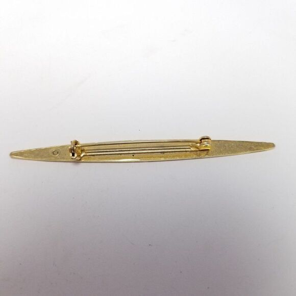 Vintage Gold Tone Bar Brooch, Detailed Design, Retro Estate Lapel Pin - Picture 3 of 5